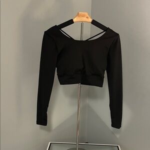 Revival Chic Black Long Sleeve Crop Top open back medium EUC
